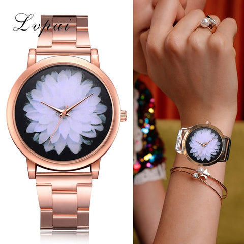 Lvpai Rose Gold Stainless Steel Wrist Watches