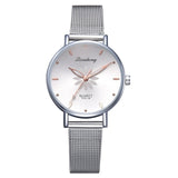 Luxury Silver Popular Pink Dial Flowers Metal Ladies