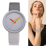 Gray Contrast Leather Quartz