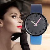 Gray Contrast Leather Quartz