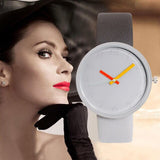 Gray Contrast Leather Quartz